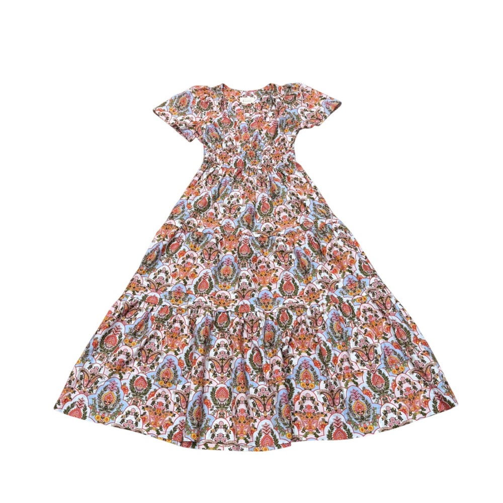 Anthropologie Somerset Maxi Dress Multicolor Paisley Floral Smocked XS Vacation
